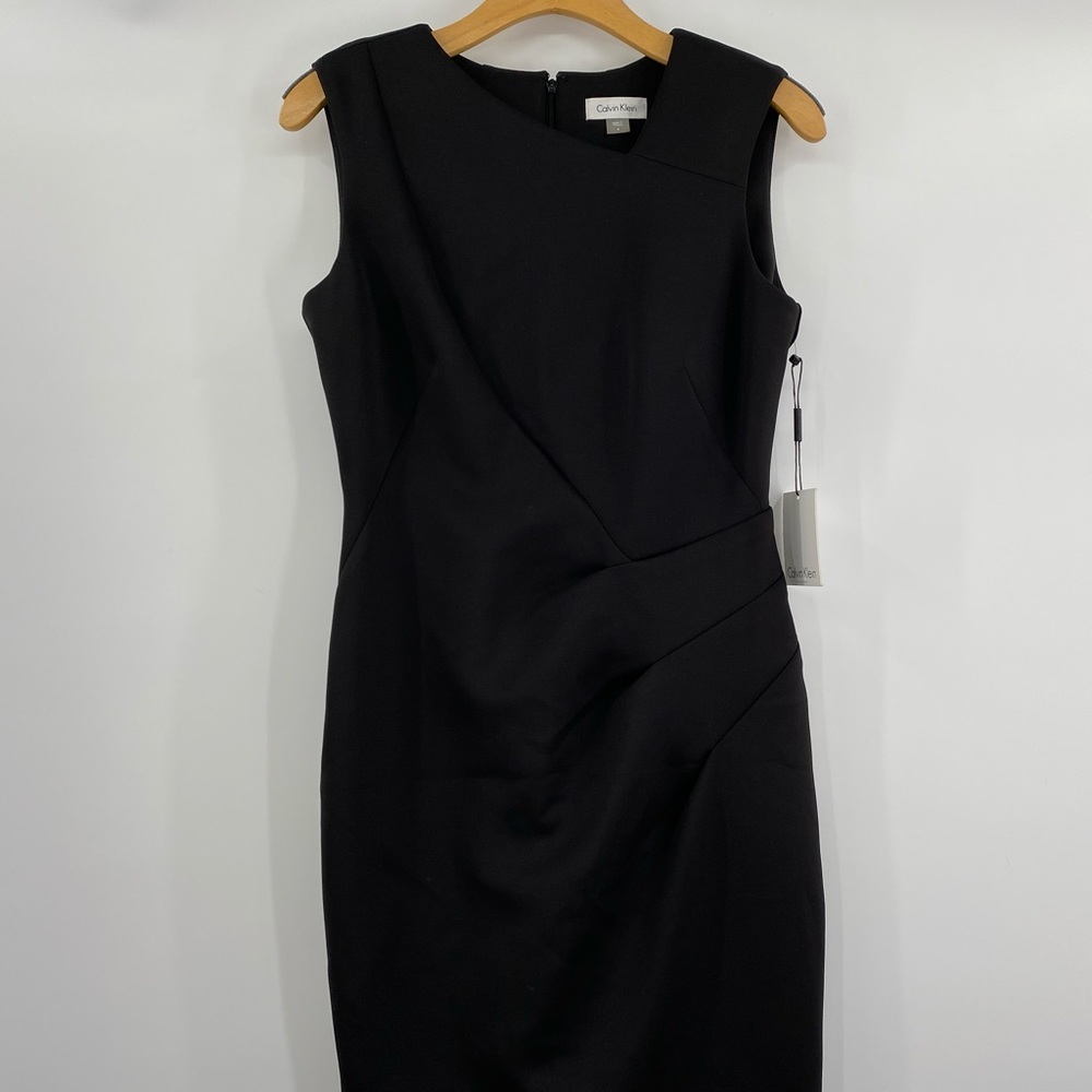 Calvin Klein Black Dress Asymmetrical Neckline NWT
